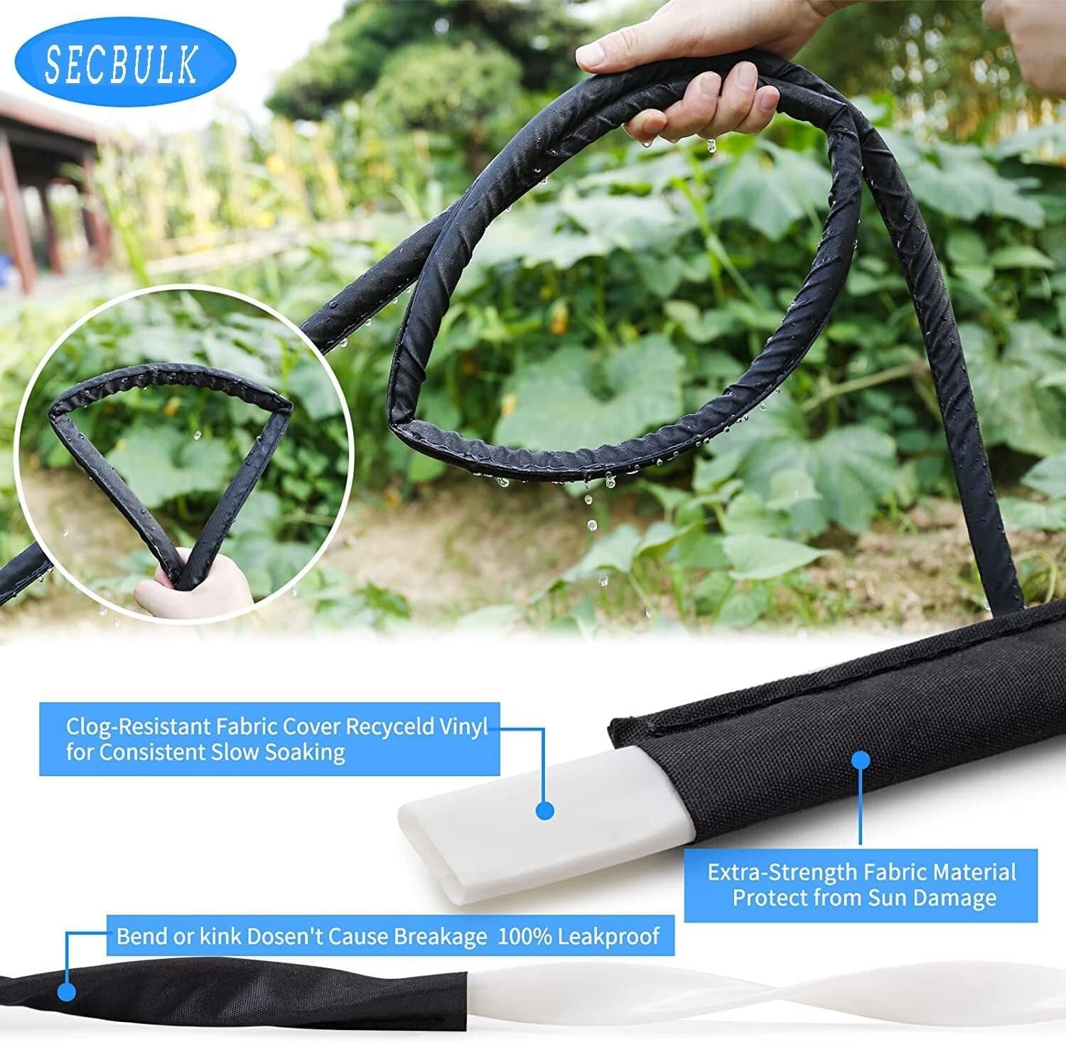 Durable Dual-Layer 100 ft Soaker Hose with Linkable Design for Garden Irrigation