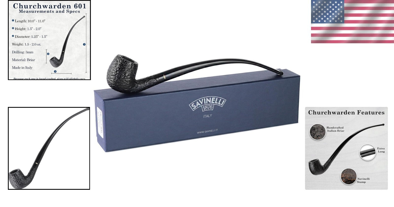 Elegant Bent Billiard Pipe - Handmade Italian Craft with Extra Length and Style