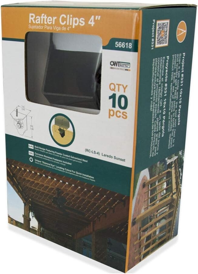 4-Pack Laredo Sunset Rafter Clips - Corrosion-Resistant Steel for All Projects