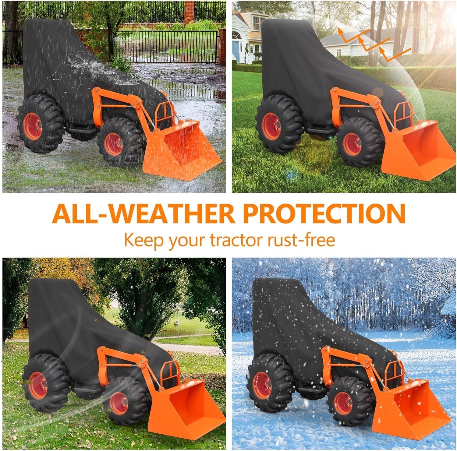 Heavy Duty Waterproof Tractor Cover for Compact Utility Tractors - Universal Fit