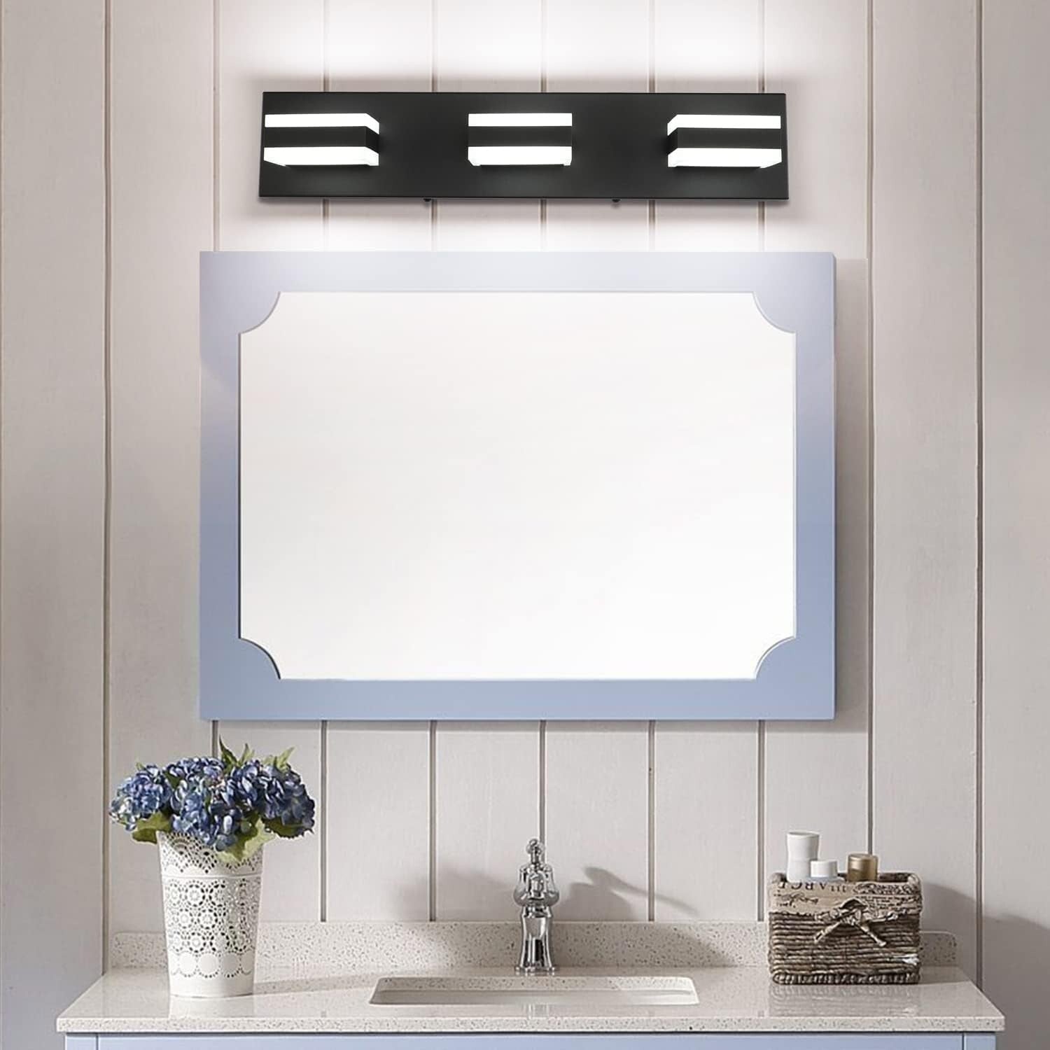 Elegant Matt Black LED Bathroom Vanity Light with 3 Lights - Easy Installation