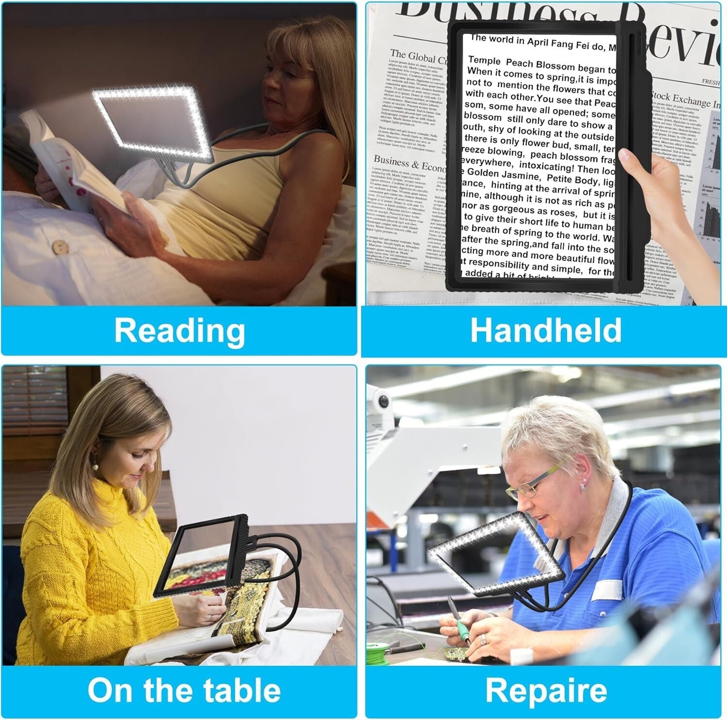 5X Hands-Free LED Magnifying Glass with Flexible Neck - Perfect for Reading