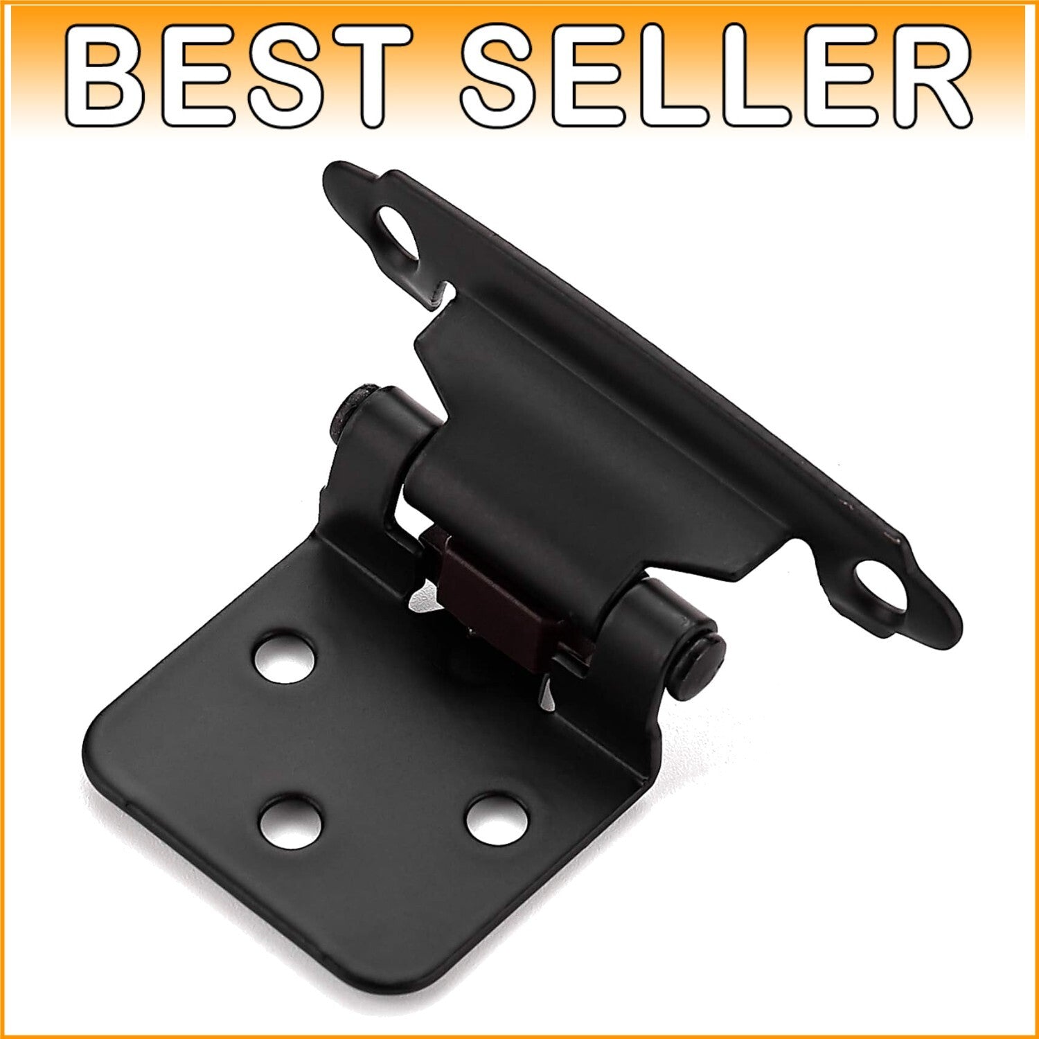Durable 60 Pack of 1/2" Overlay Black Cabinet Hinges with Quiet Closing Bumpers