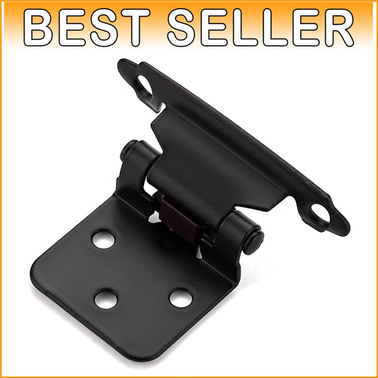 Durable 60 Pack of 1/2" Overlay Black Cabinet Hinges with Quiet Closing Bumpers