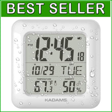 Load image into Gallery viewer, Multi-Language Waterproof Shower Clock with Temp, Humidity &amp; Flexible Mounting