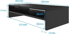 Load image into Gallery viewer, Ergonomic Black Monitor Stand Riser &amp; 2-Tier Organizer with Cellphone Holder