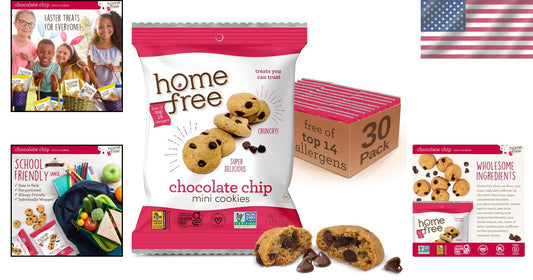 Kids Love These Gluten-Free Chocolate Chip Cookies - Nut-Free & Vegan, 30 Packs