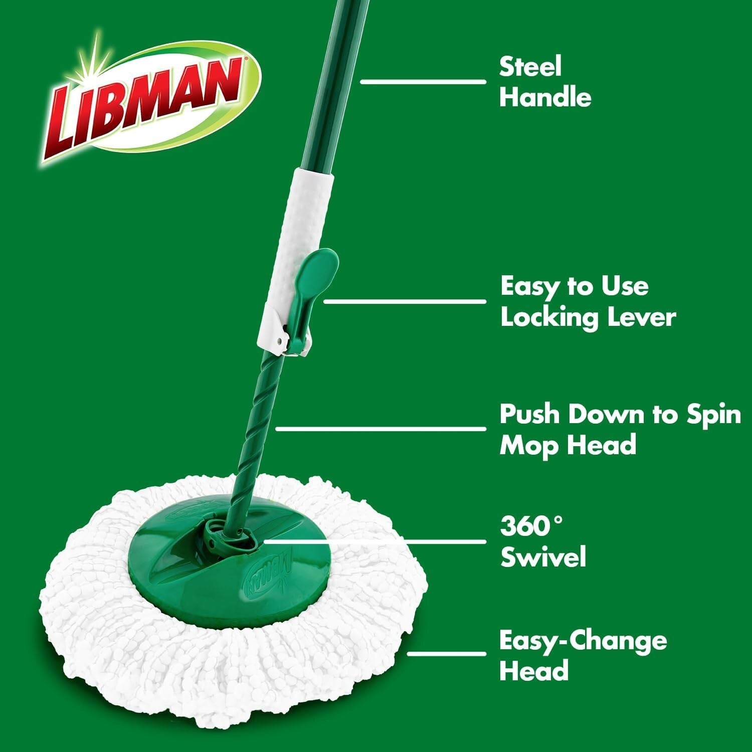 Effortless Tornado Spin Mop System with 2 Extra Mop Heads & User-Friendly Bucket
