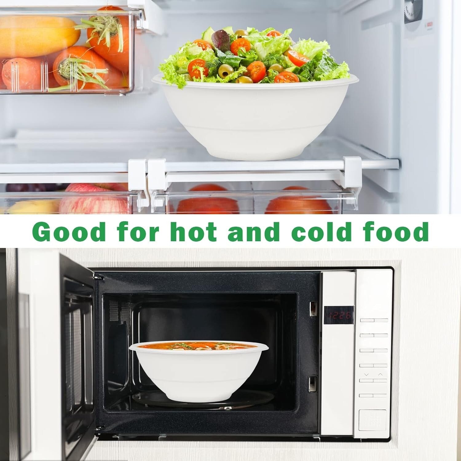 Eco-Friendly 40oz Sugarcane Bowls - 100 Pack Biodegradable Disposable Dining