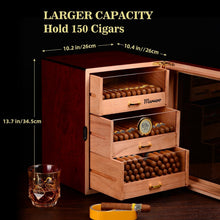 Load image into Gallery viewer, Stylish Cedar Wood Humidor for 250 Cigars - Digital Hygrometer &amp; Movable Drawers