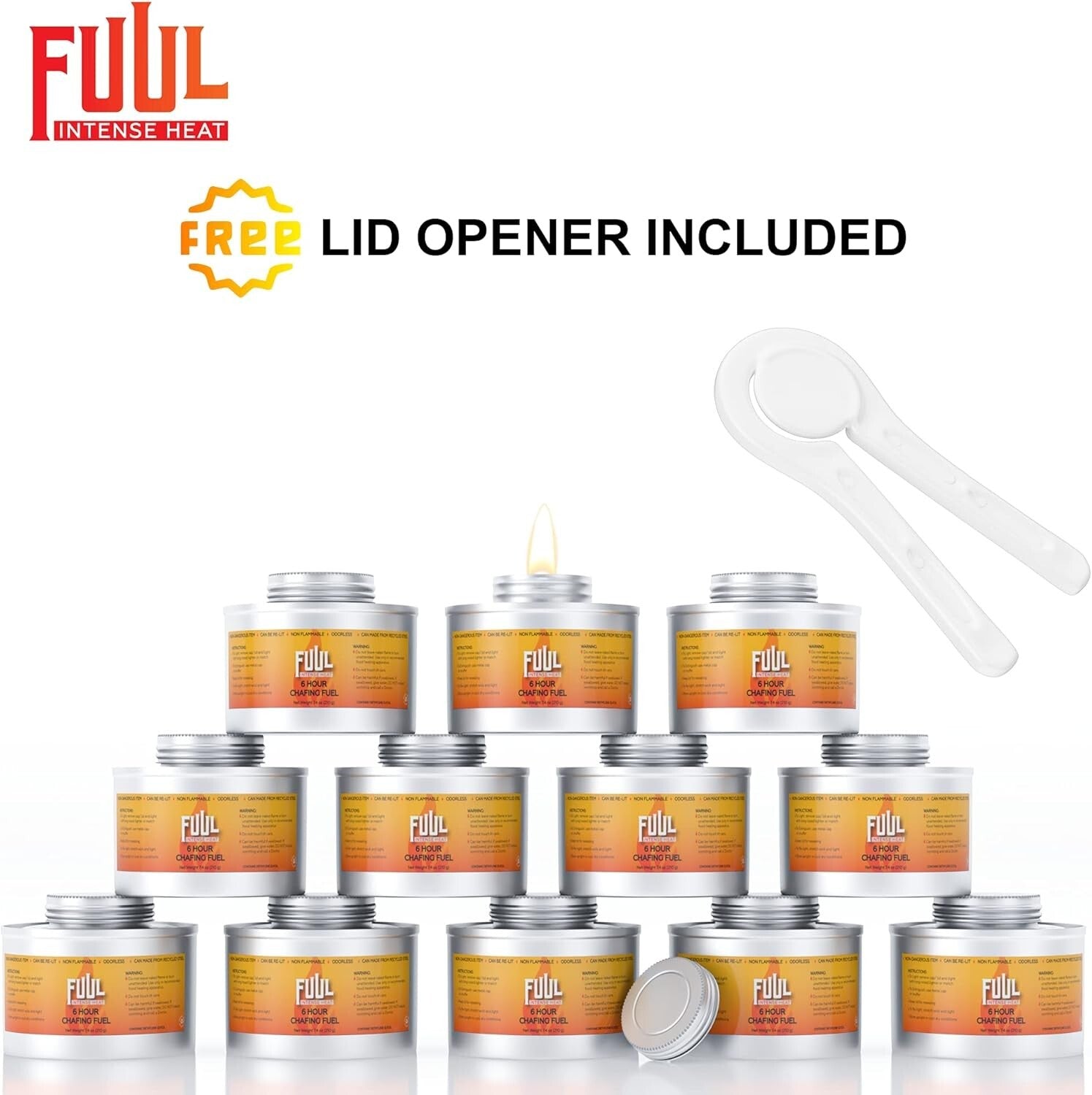 Premium 6-Hour Chafing Fuel 2-Pack Cans for Events | Wick Set with Opener
