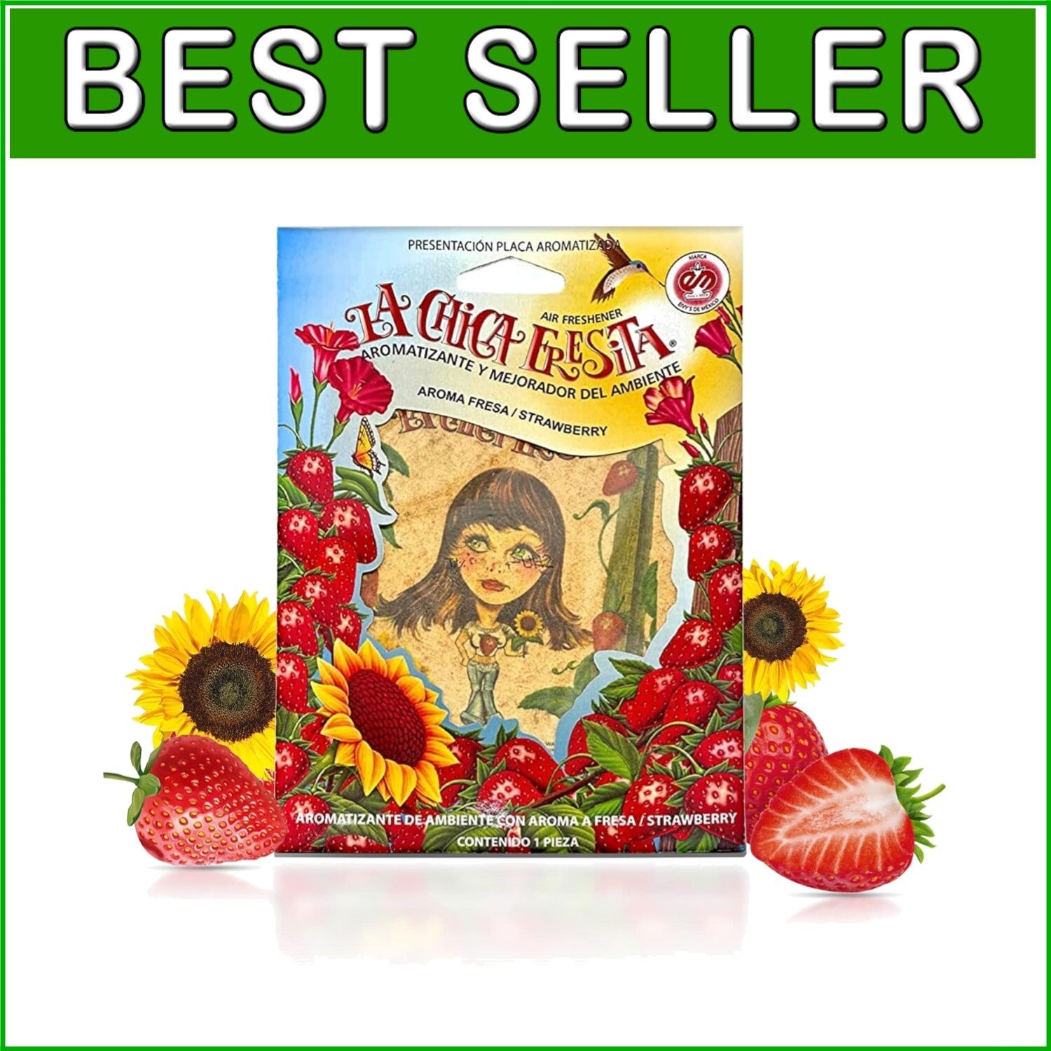 50 pcs Long-Lasting Strawberry Air Fresheners - La Chica Fresita, Multicolor