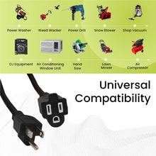 Load image into Gallery viewer, Moisture Resistant 100ft Black Extension Cord - 13A, 125V for Outdoor Tools