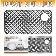 Load image into Gallery viewer, Black Silicone Sink Mat - Non-Slip Protector, 28.2''x 14.2'' for Kitchen Glam