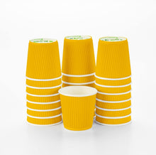 Load image into Gallery viewer, Leakproof 4oz Ripple Insulated Yellow Coffee Cups - 500 Count Value Pack