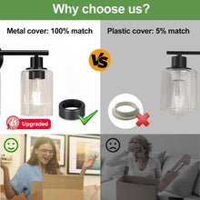 Load image into Gallery viewer, Versatile Matte Black 3-Light Bathroom Fixtures with Touch Control &amp; Glass Shade