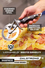 Load image into Gallery viewer, Professional Stainless Steel Pizza Cutter with Safety Thumb Guard &amp; Cover