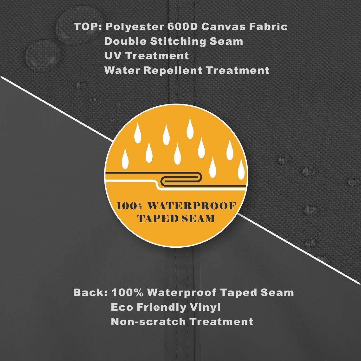 Durable Patio Furniture Cover for 3-Seater Sofa - Black Waterproof Design