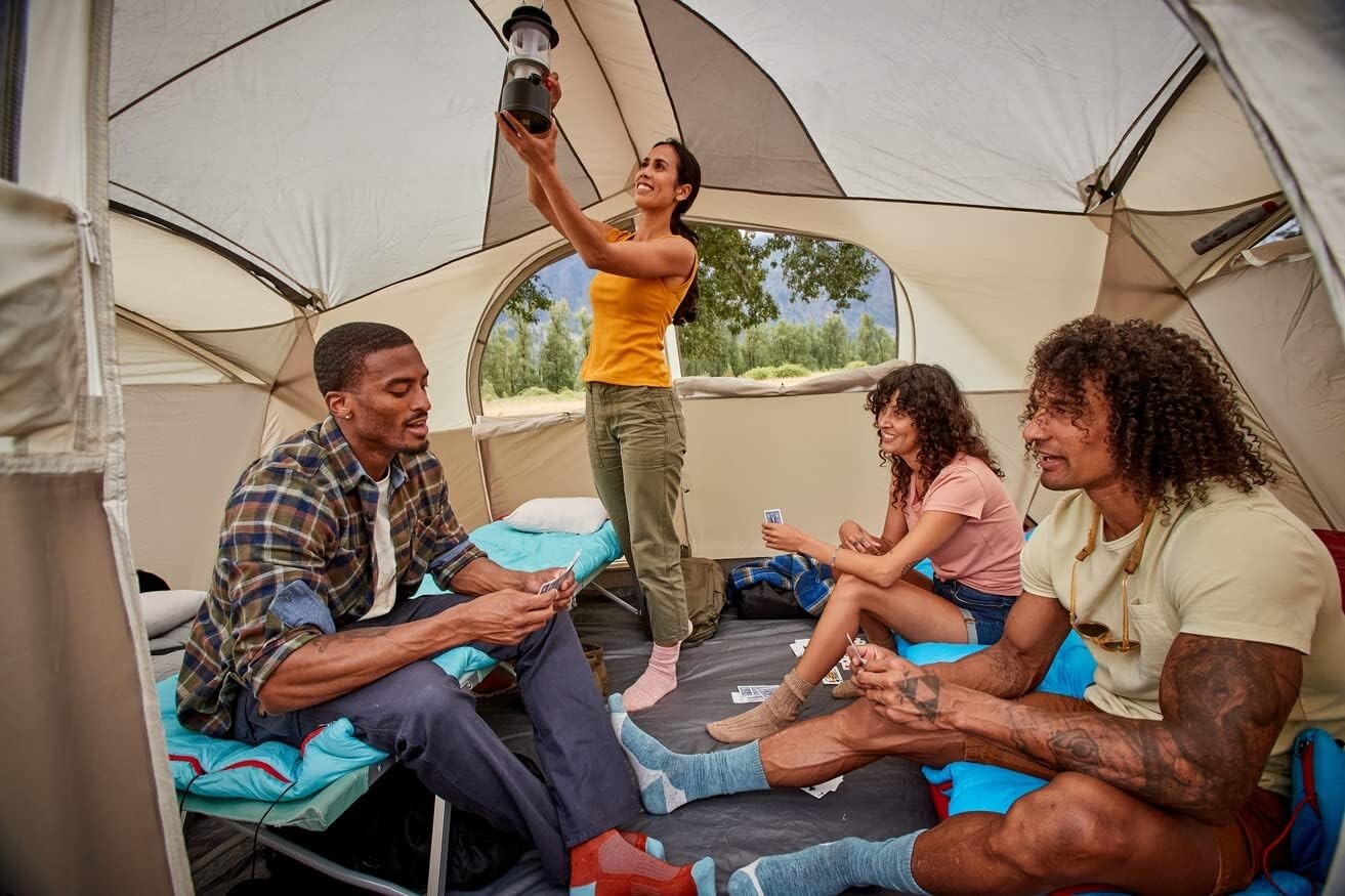 All-Season 10-Person Tent with Rainfly and Room Divider for Family Comfort