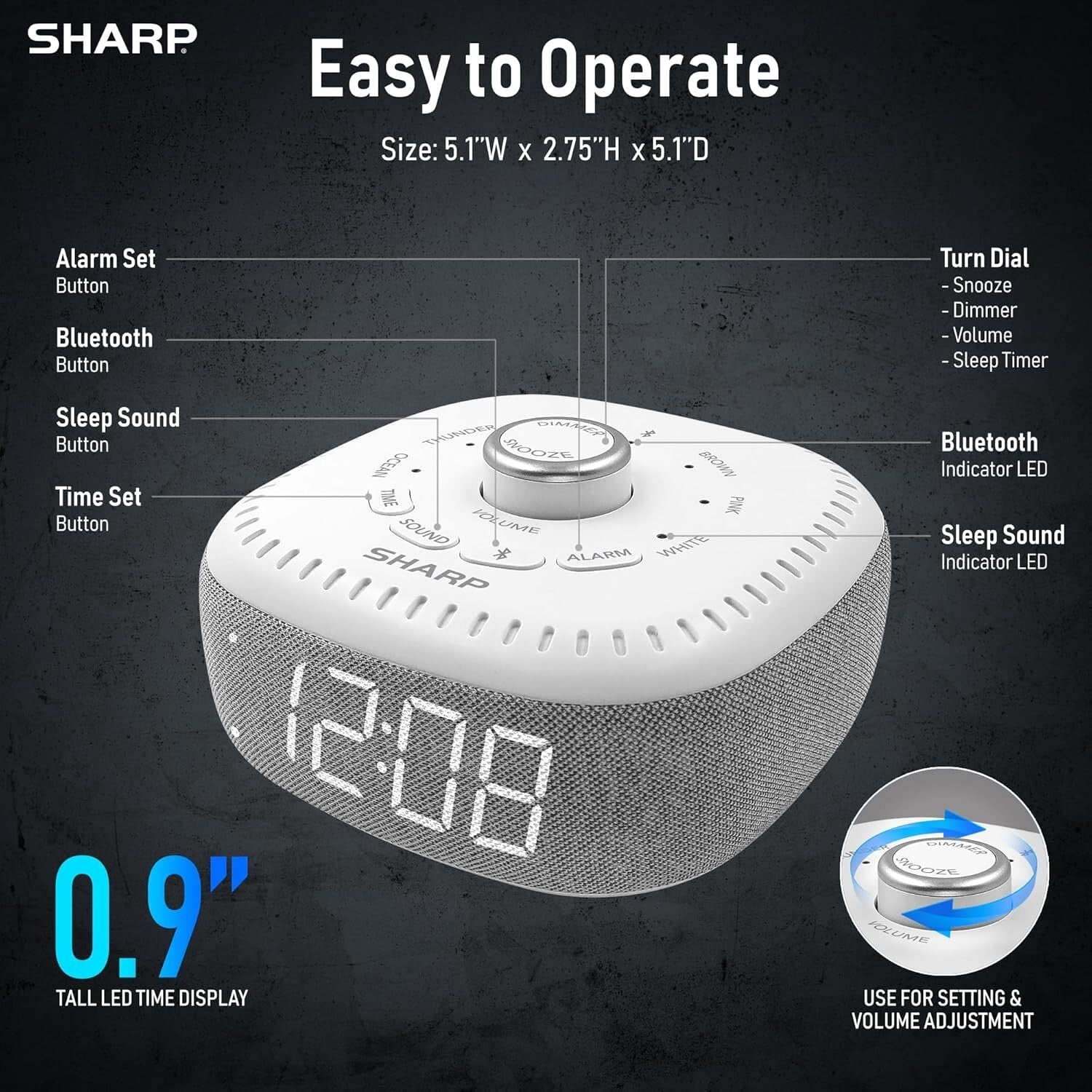 Digital Alarm Clock & Bluetooth Speaker with White LED – Peaceful Sleep Sounds