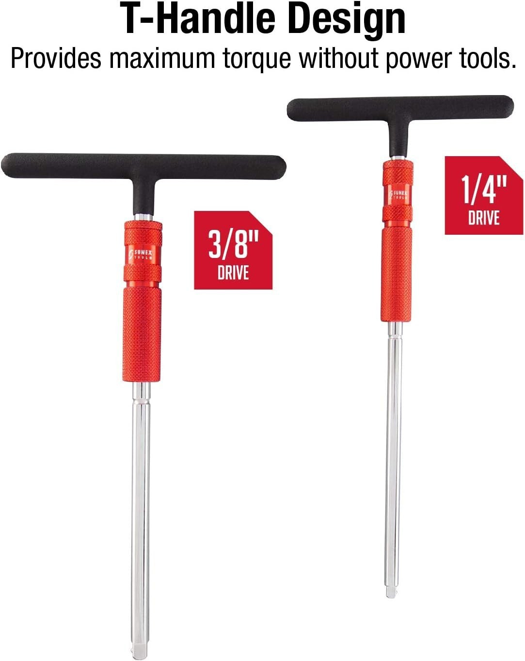 Ergonomic T-Handle Speed Wrench Set with 1/4 & 3/8 Drive - Maximum Torque