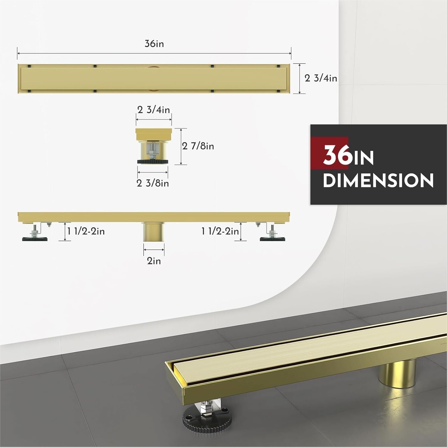 Efficient 36'' Linear Floor Drain in Stainless Steel - Perfect for Any Setting