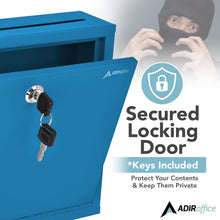 Load image into Gallery viewer, Stylish 3x10 Inch Lockable Suggestion Box - Durable Blue Wall-Mount Design