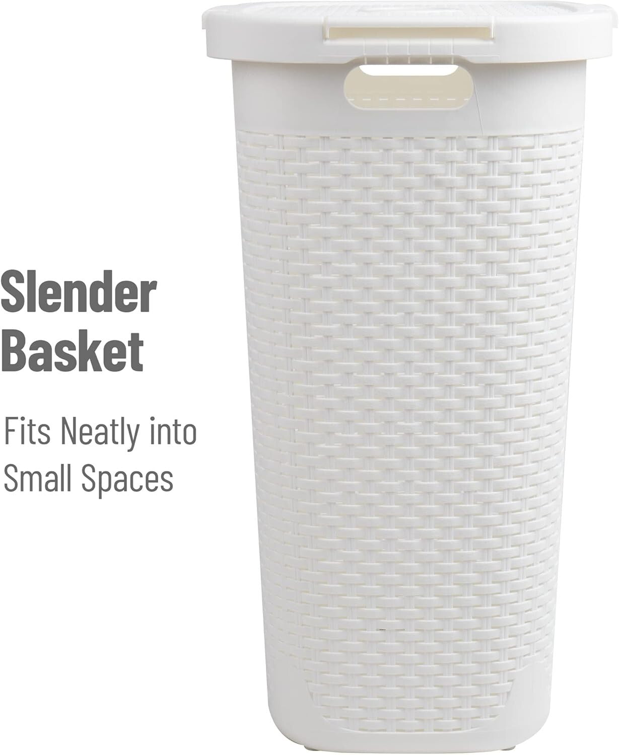 60L Lightweight Wicker-Style Laundry Hamper with Hinged Lid - Stylish Storage