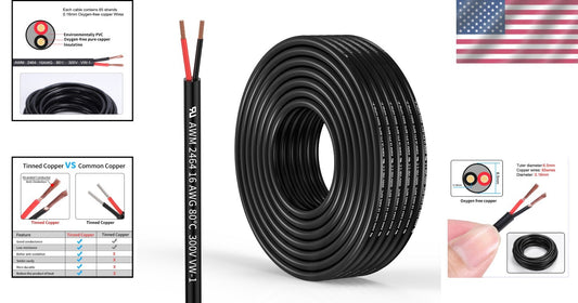 100FT 16AWG Stranded Electrical Wire - Ideal for LED Lights & Automotive Needs