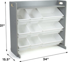 Load image into Gallery viewer, Space-Saving 4-Tier Toy Storage Shelf with Removable Bins for Toddler Safety