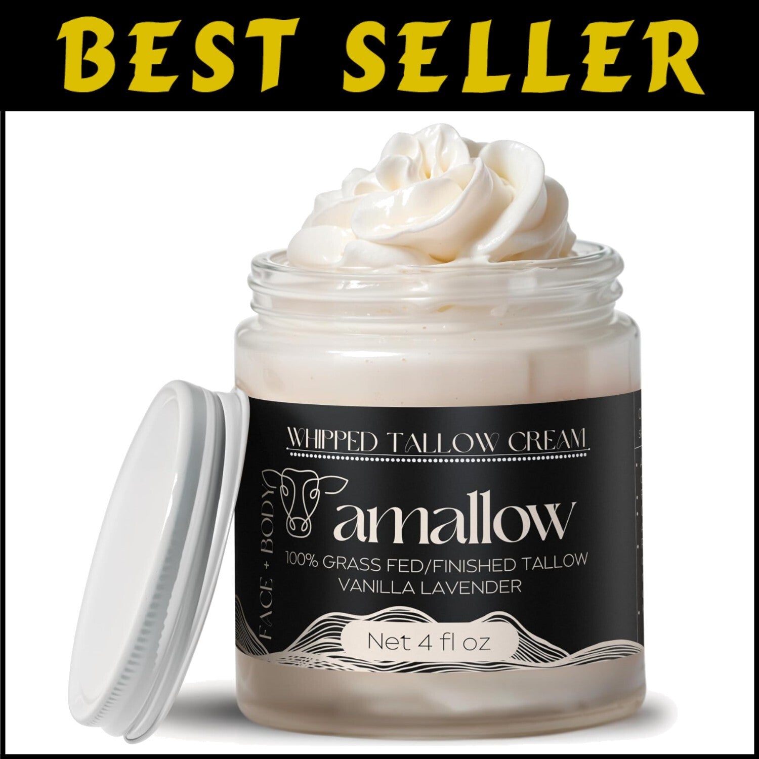Luxurious 4 FL. oz. Vanilla Lavender Beef Tallow Lotion for Sensitive Skin