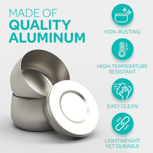 Load image into Gallery viewer, Reusable Silver Candle Tins 8 oz - 24 Decorative Storage Containers with Lids