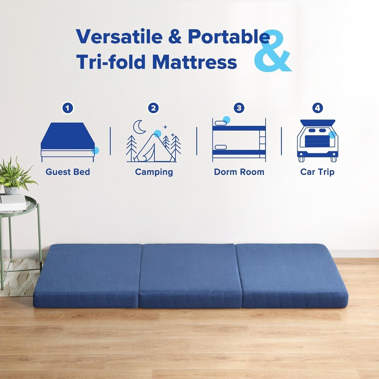 Versatile Tri-Fold Mattress and Guest Bed Solution - Cool Gel 4-Inch Comfort