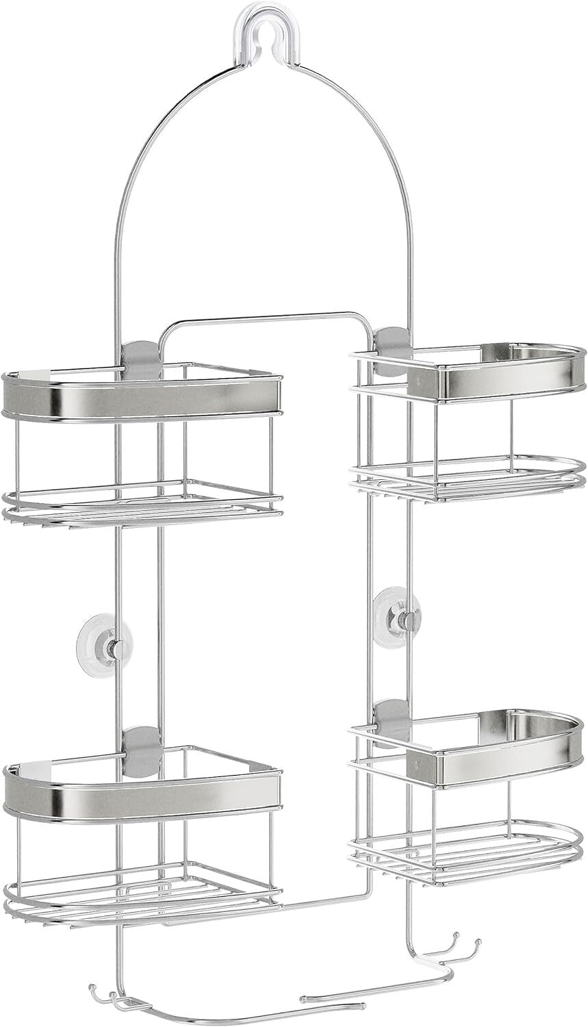 Adjustable Stainless Steel Shower Caddy with 4 Expandable Baskets for Storage