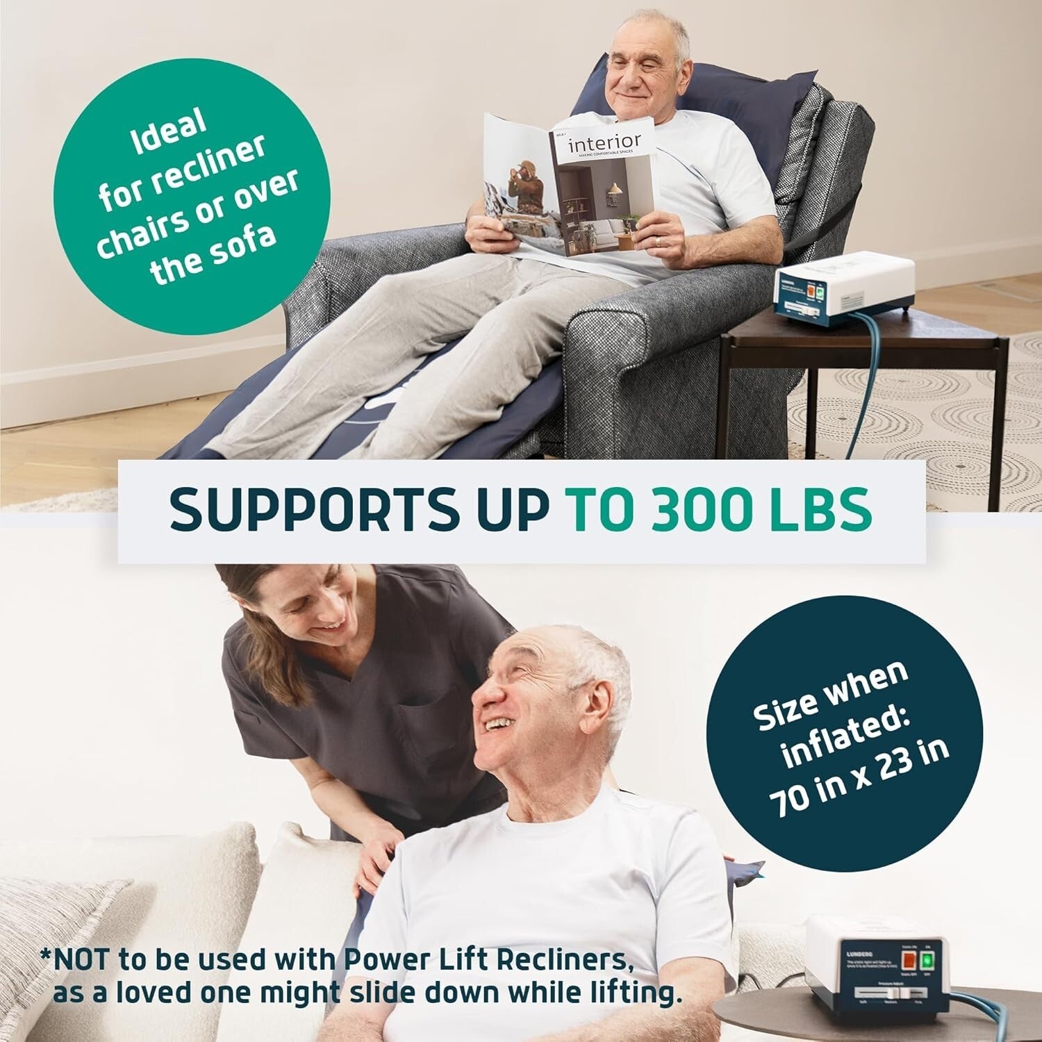 Bed Sore Prevention Cushion for Recliners - Supports Up to 300 lbs Comfortably