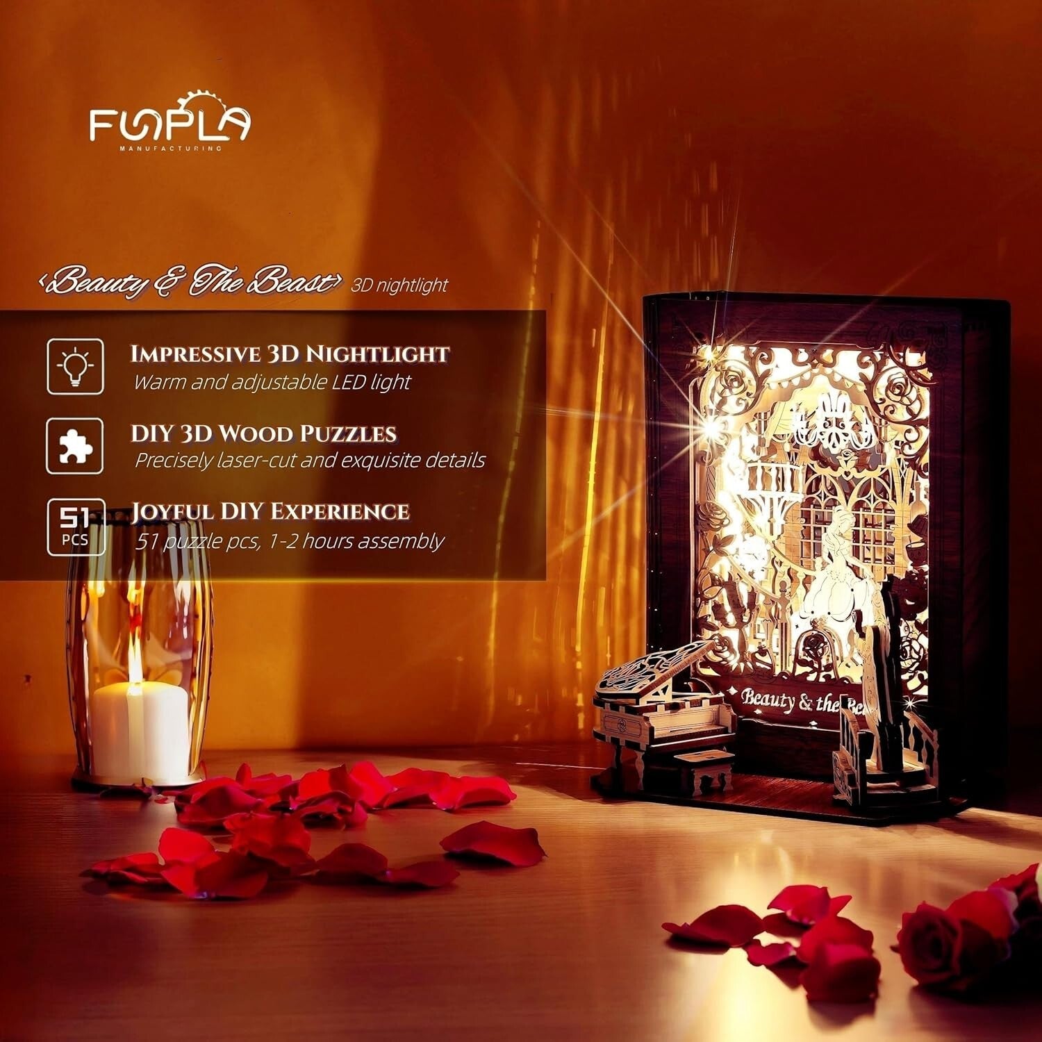 Exquisite 3D Puzzle Nightlight - LED Storybook Lamp for Kids and Adults