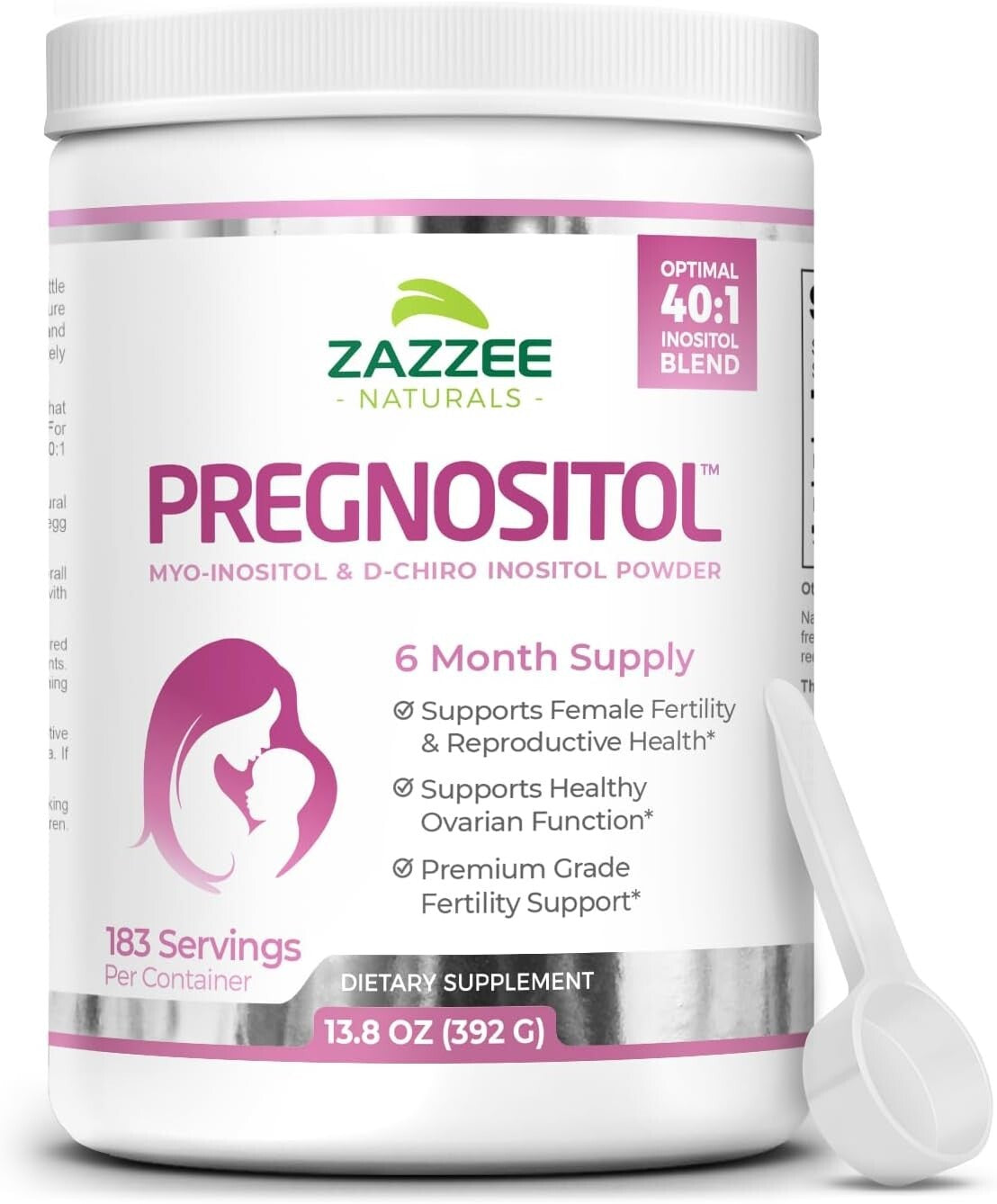 All-Natural Vegan Fertility Support Powder - PREGNOSITOL, 16.62 oz, 183 Servings