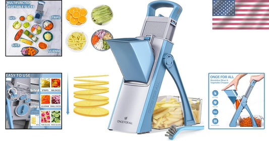 Collapsible Mandoline Slicer with Removable Stainless Steel Blades - Family Size