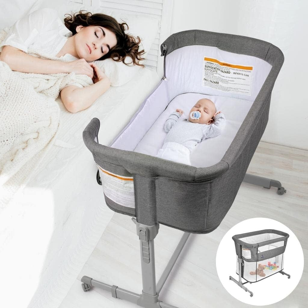 KoolaBaby Portable Bassinet: Versatile 3-in-1 Sleeper, Adjustable & Foldable