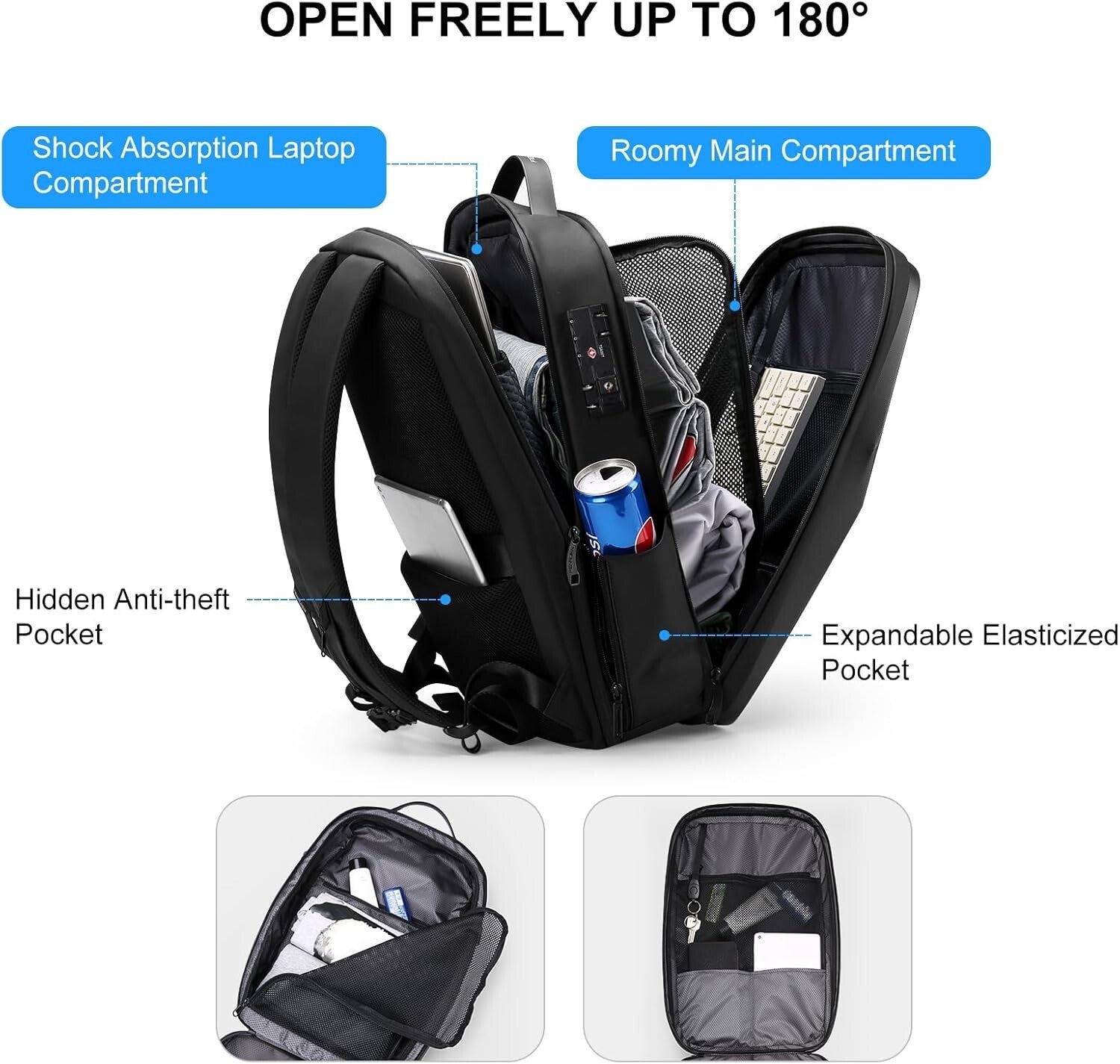 Waterproof 17.3-Inch Business Laptop Backpack with Triple Anti-Theft Protection