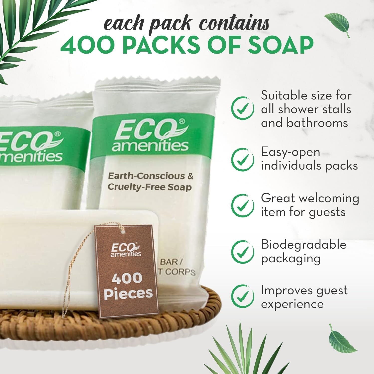 Eco-Friendly 0.5 oz Hotel Soap Bars - Individually Wrapped Bulk Soap Set