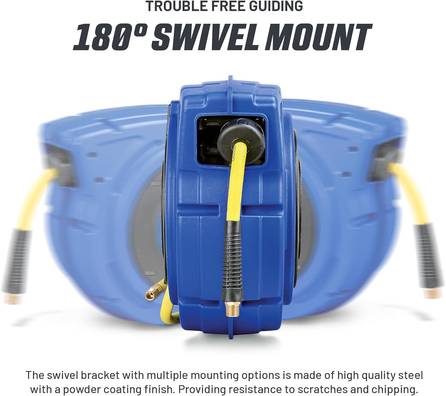 Durable 65' Air Hose Reel - Impact-Resistant Polypropylene with 300 PSI Pressure