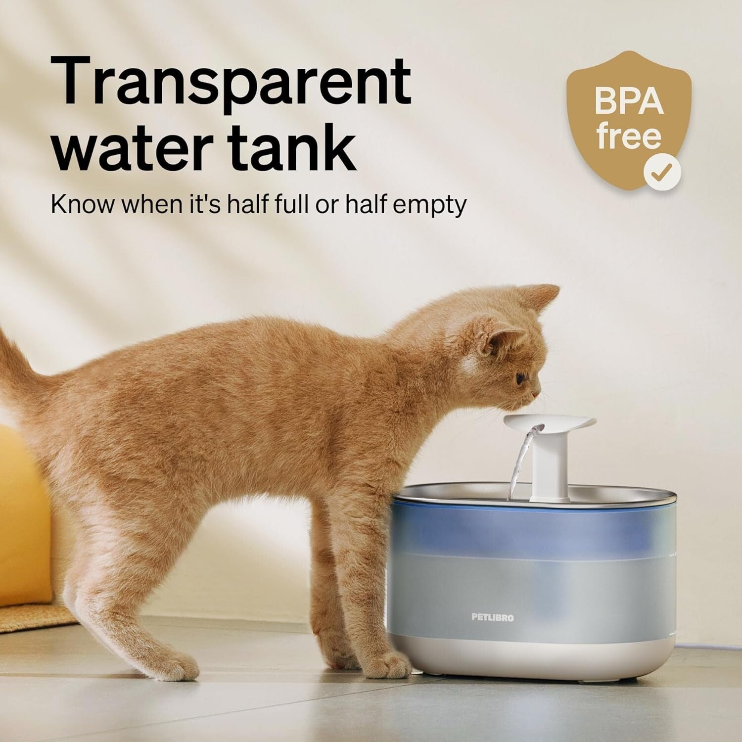 Ultra Quiet 2.1L Pet Water Fountain - Stainless Steel & Emergency Water Storage