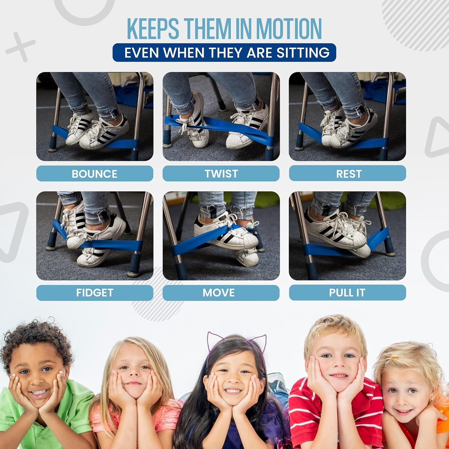 Chair Bands for Kids - Engage Muscles & Improve Focus - 24 Rubber Fidget Bands