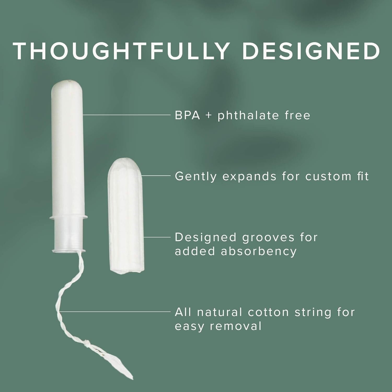 100% Natural Cotton Tampons - Super Absorbency & Leak-Proof Protection - 96 Ct