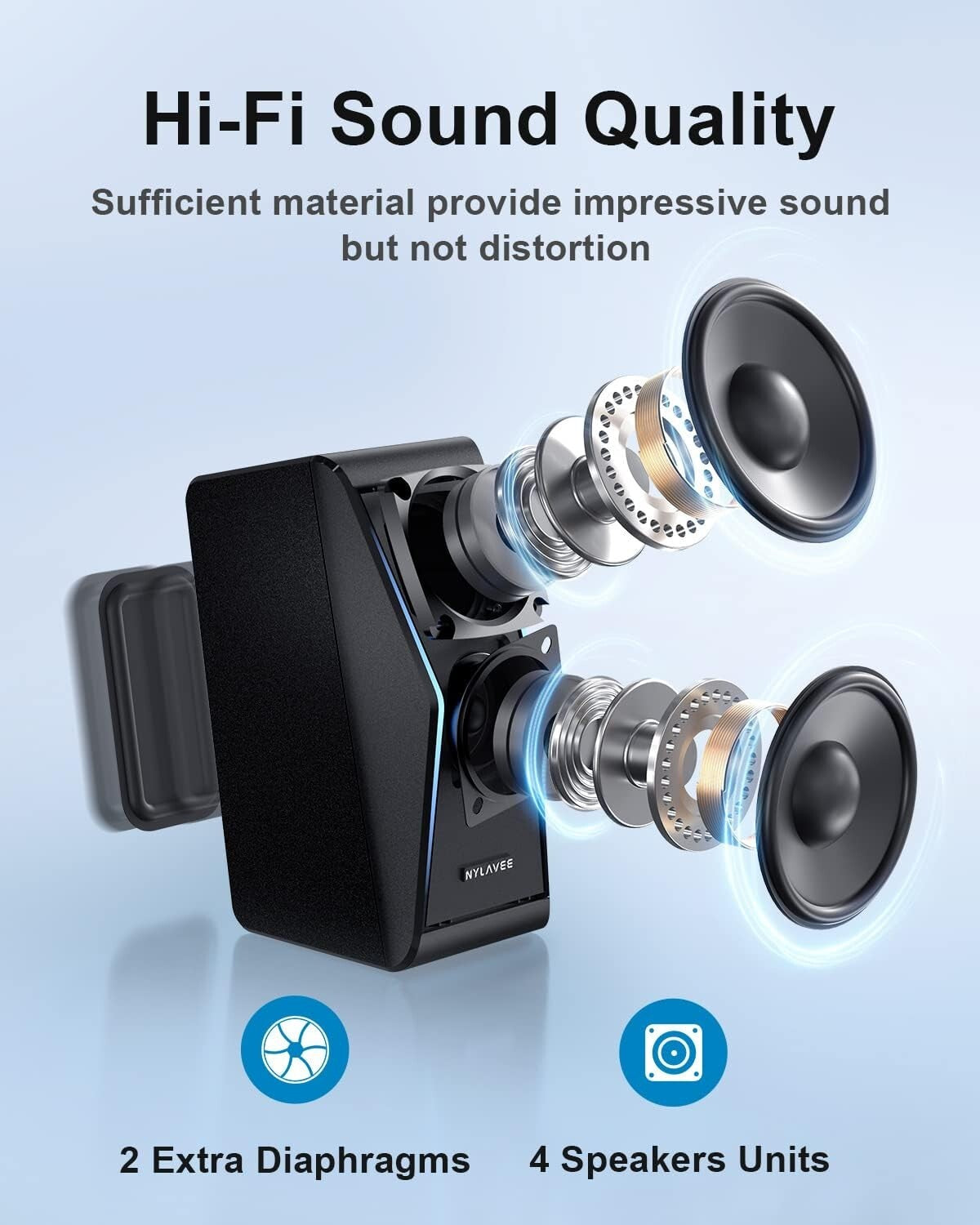 4-Unit Bluetooth HiFi Speakers with Rich Bass Diaphragms & Colorful RGB Lights