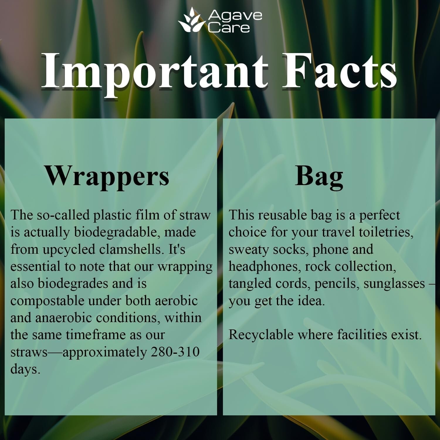 Eco-Friendly 2000-Pack 8.25" Compostable Agave Fiber Straws, Durable & Non-Toxic