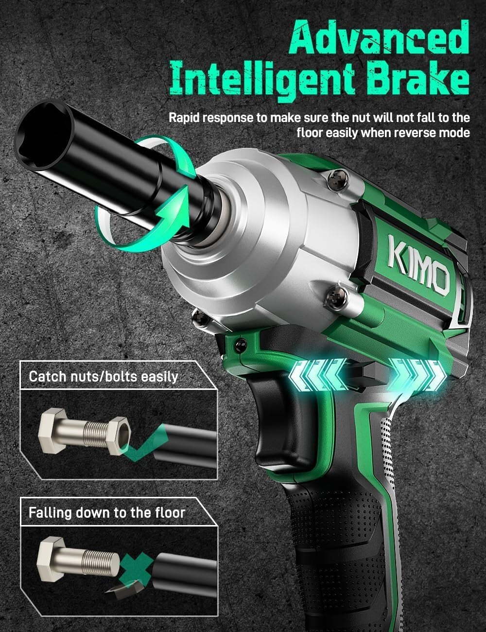 Powerful KIMO 1/2” Impact Wrench with 2x4.0Ah Batteries & 7 Sockets Included