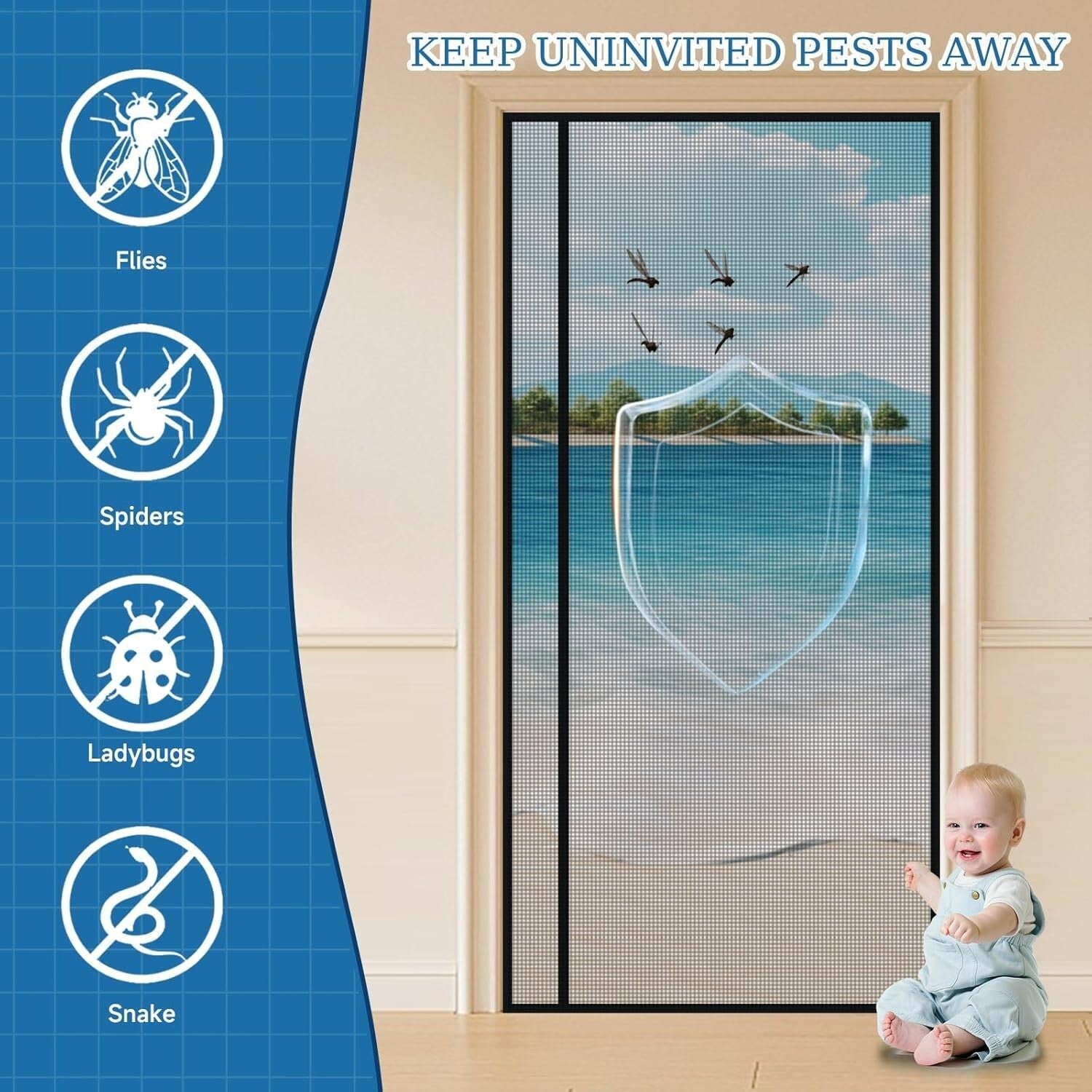 Upgraded PET Magnetic Screen Door - Insect-Proof & Pet Friendly - 72" x 80"