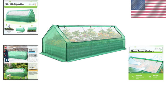 8x4ft Metal Raised Garden Bed with Integrated Greenhouse – Protect Your Plants!